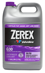 Valvoline Zerex G30 front label showing premixed coolant benefits