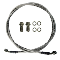 Vanlison braided brake hose front view showing full length and fittings, durable replacement benefit