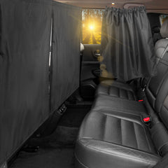 VANPET front partition curtain showing full-width privacy and blackout benefit