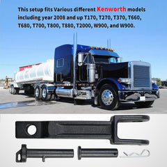 Vanshly tow hook installed on a Kenworth bumper, demonstrates proper real-world fitment