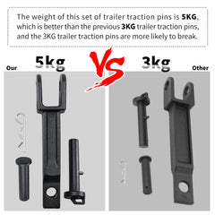 Vanshly tow hook and included pull and frame pins laid flat, simplifies parts verification