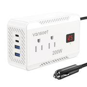 vansoet front panel showing outlets and display for convenient device power