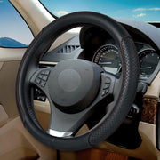 VARGTR front view of steering wheel cover showing clean fit and stylish red line for improved grip