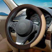 VARGTR front view coffee beige steering wheel cover showing style and protection