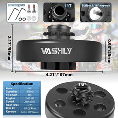 Vashly clutch side profile highlighting 11-tooth sprocket and drum strength