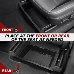 VaultsOnWheels installed under passenger seat demonstrating secure, out-of-sight storage