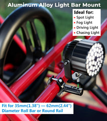 VAZESWIN mount attached to a motorcycle bumper delivering stable light placement