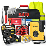 VCANENERGY front view of full emergency kit bag showing organized compartments and contents for quick access