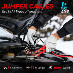 VCANENERGY heavy-duty jumper cables spread out to show clamps and length for reliable starts