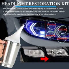 VCTSELITY tool in action on a headlight showing faster restoration and improved clarity