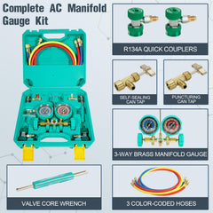 VECOTOOLS close-up of solid brass manifold and blue control valves for long-lasting durability
