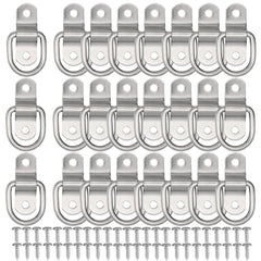 VEEBELL 24-pack D-ring anchors front view shows contents and mounting screws, durable anchors