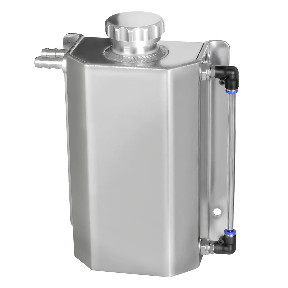VehiMata front view silver reservoir showing durable aluminum build and corrosion resistance