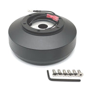 Vehjunc hub adapter front view showing six-hole pattern and fitment benefit