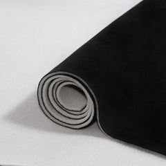 VelaStrides front panel view showing full black suede and foam backing benefit