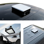 Veritas Vans front view of Starlink mount showing secure coverage and weather protection