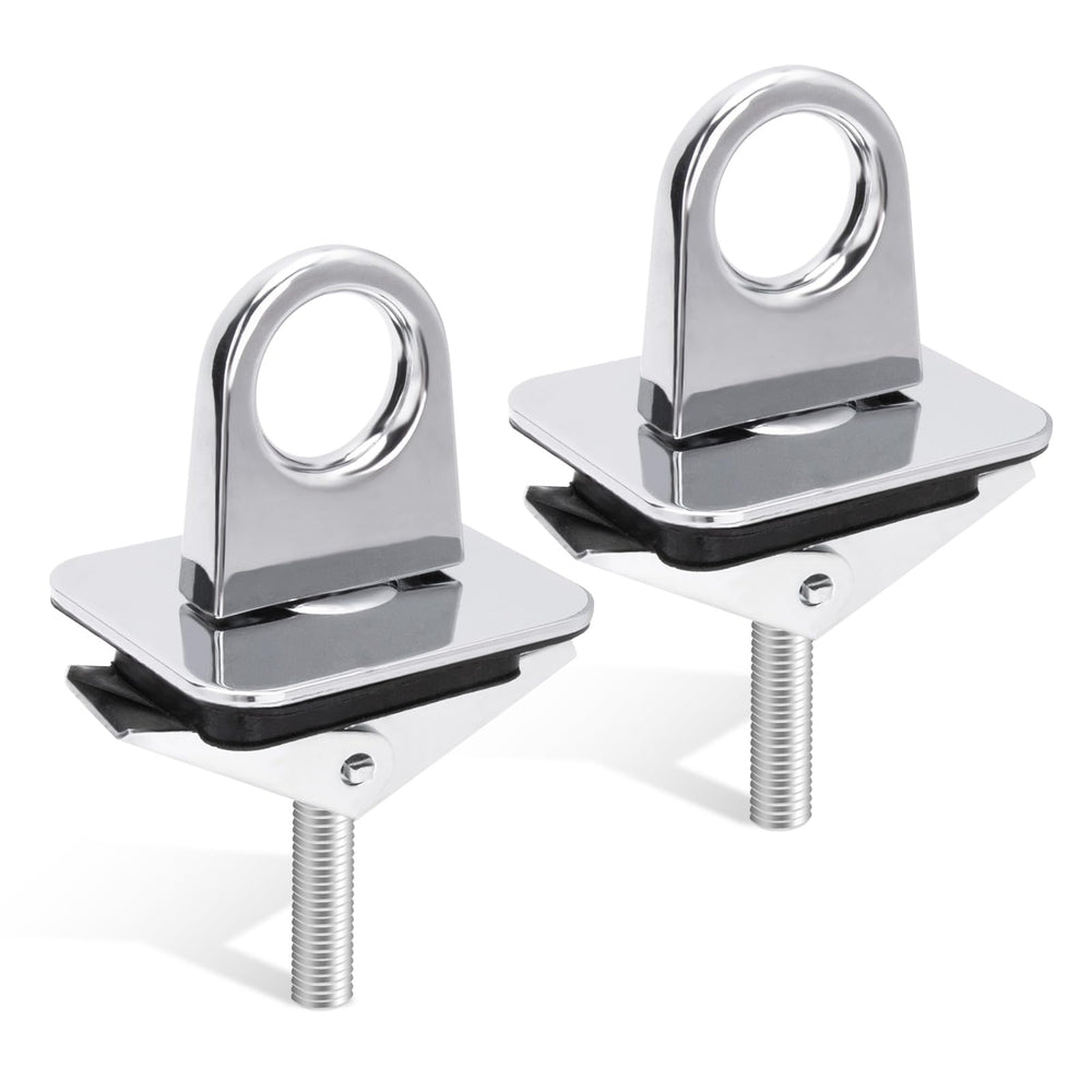 Verplexter front view of anchor pair showing compact chrome design and easy mounting benefits