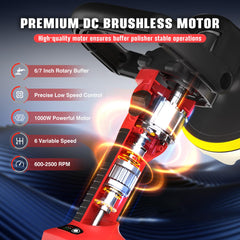 VERVEWAVE brushless motor close-up highlighting durability and quieter operation benefit