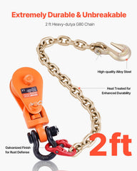 VEVOR close-up of 3-inch sheave highlighting smooth bearings for stable lifting