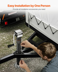 VEVOR adjustable drop leg detail showing three-level height adjustment benefit