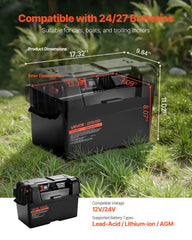 VEVOR open lid with Group 24 battery inside for quick access and maintenance