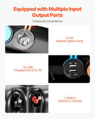 VEVOR cigarette lighter socket USB and +/- terminals for versatile connections
