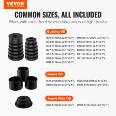 VEVOR laid-out components showing bushings sleeves and plates for quick selection
