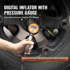 VEVOR 6L tank detail showing stable air storage for smoother inflation