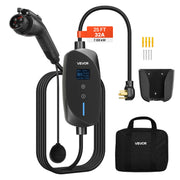 VEVOR front view of portable Level 2 EV charger showing compact design and benefit of portability