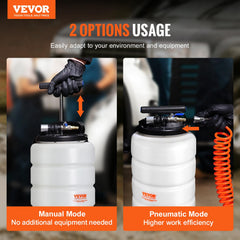 VEVOR extractor tank and label close-up highlighting capacity and durability
