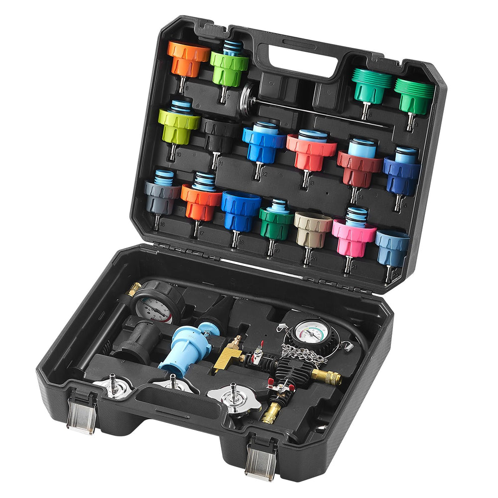 VEVOR front case open showing full 28-piece kit for portable diagnostics