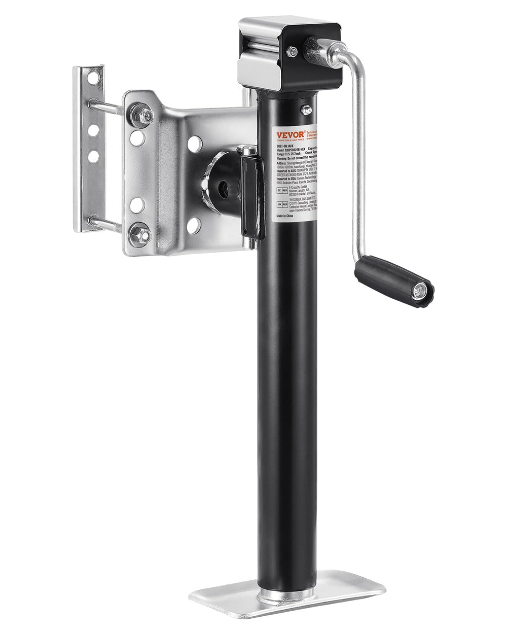 VEVOR front-mounted jack showing secure bolt-on placement and strong support