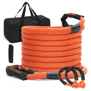 VEVOR front packaging showing tow rope and included soft shackles for ready recovery