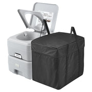 VEVOR front view of assembled portable toilet showing stable seat and compact footprint for easy setup