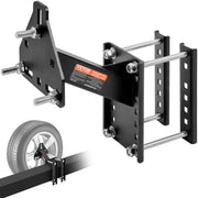 VEVOR front view of spare carrier mounted on trailer tongue for secure storage