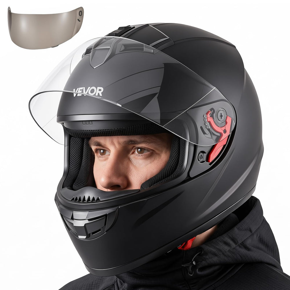 VEVOR full-face helmet front view showing DOT-certified protection and clean finish