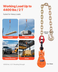 VEVOR G80 chain detail showing galvanized links for strong corrosion resistance