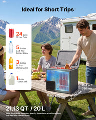 VEVOR open top revealing 20L interior and storage organization, benefits efficient packing