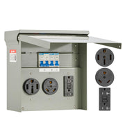 VEVOR front view of panel showing all three receptacles and easy access