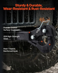 VEVOR pintle hook side profile highlighting 15.6-inch length for proper clearance