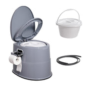 VEVOR front view showing compact travel toilet and handle for easy transport