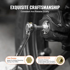 VEVOR taps close-up highlighting heat-treated edges for durability