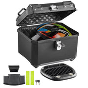 VEVOR front view of top case showing clean profile and secure storage