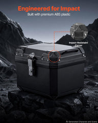 VEVOR top case opened displaying 45L interior and helmet storage benefit