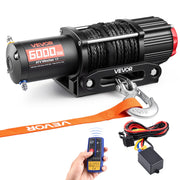 VEVOR winch front view showing compact housing and durable finish for reliable pulls