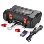 VEVOR winch front view showing compact design and quick setup benefit