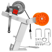 VEVOR front view of winch stand showing mounted roller and winch for easier loading