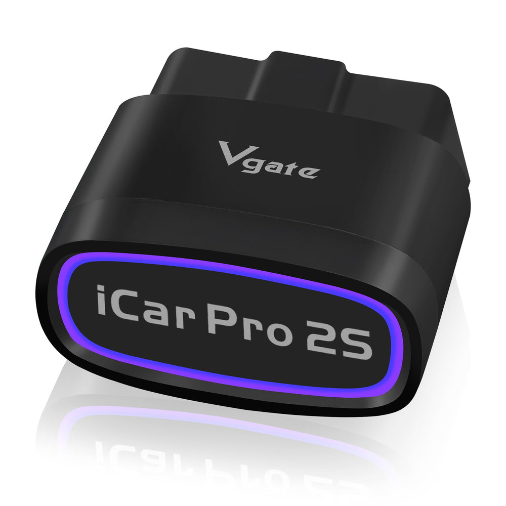 Vgate iCar Pro 2S front view showing compact adapter and benefit of easy installation