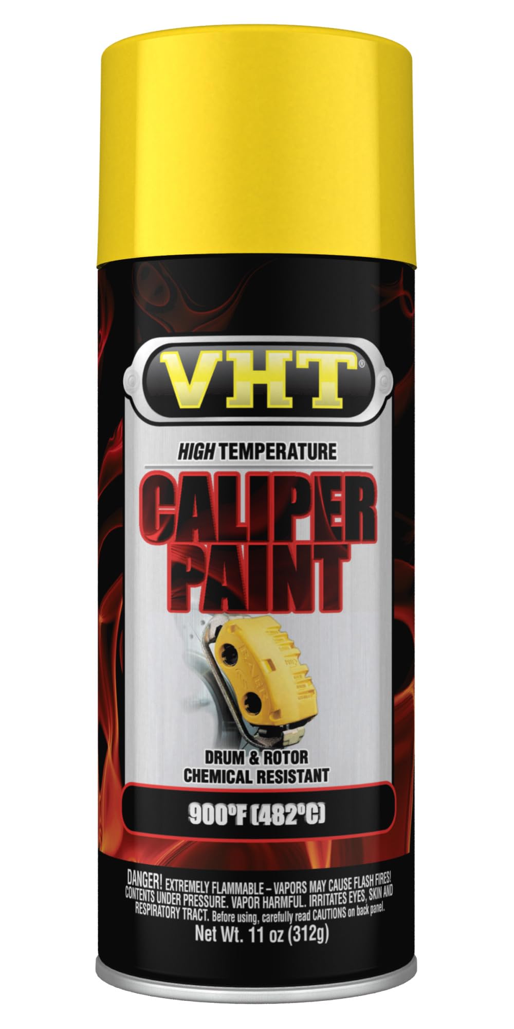 VHT bright yellow can front view showing product and glossy finish benefit
