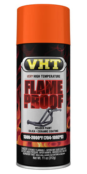VHT aerosol can front view showing label and flat orange finish benefit